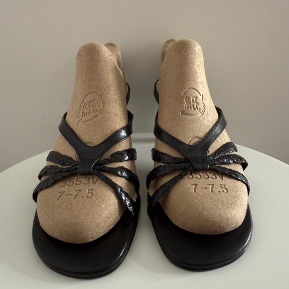 La Diva - Black - Leather - Sandals with Heel - Size 9 - Picture 6 of 8